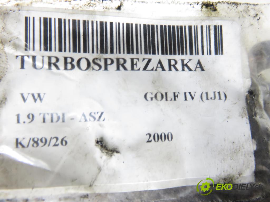 VW GOLF IV (1J1) HB 2000 96,00 1.9 TDI - ASZ 1896,00 Turbodúchadlo 03825301GF ; 7208551 (Turbodúchadlo (kompletné))