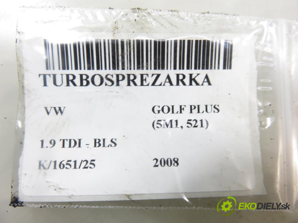 VW GOLF PLUS (5M1, 521) HB 2008 77,00 1.9 TDI - BLS 1896,00 Turbodúchadlo 03G253014M (Turbodúchadlo (kompletné))