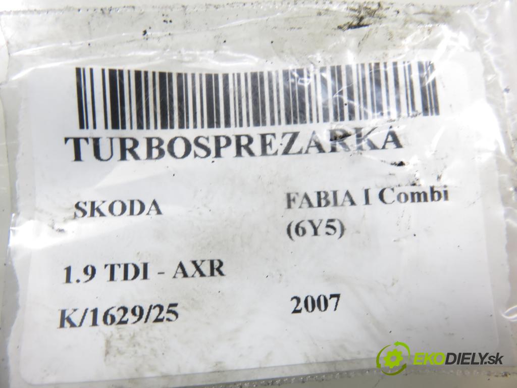 SKODA FABIA I Combi (6Y5) KOMBI 2007 74,00 1.9 TDI - AXR 1896,00 Turbodúchadlo 038253014B (Turbodúchadlo (kompletné))