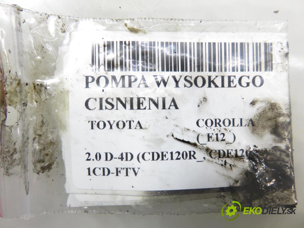 TOYOTA COROLLA (_E12_) HB 2005 85,00 2.0 D-4D 116 (CDE120R_, CDE120L_) - 1CD-FTV 1995,00 Pumpa vysokého tlaku 221000G010 ; HU2940000061