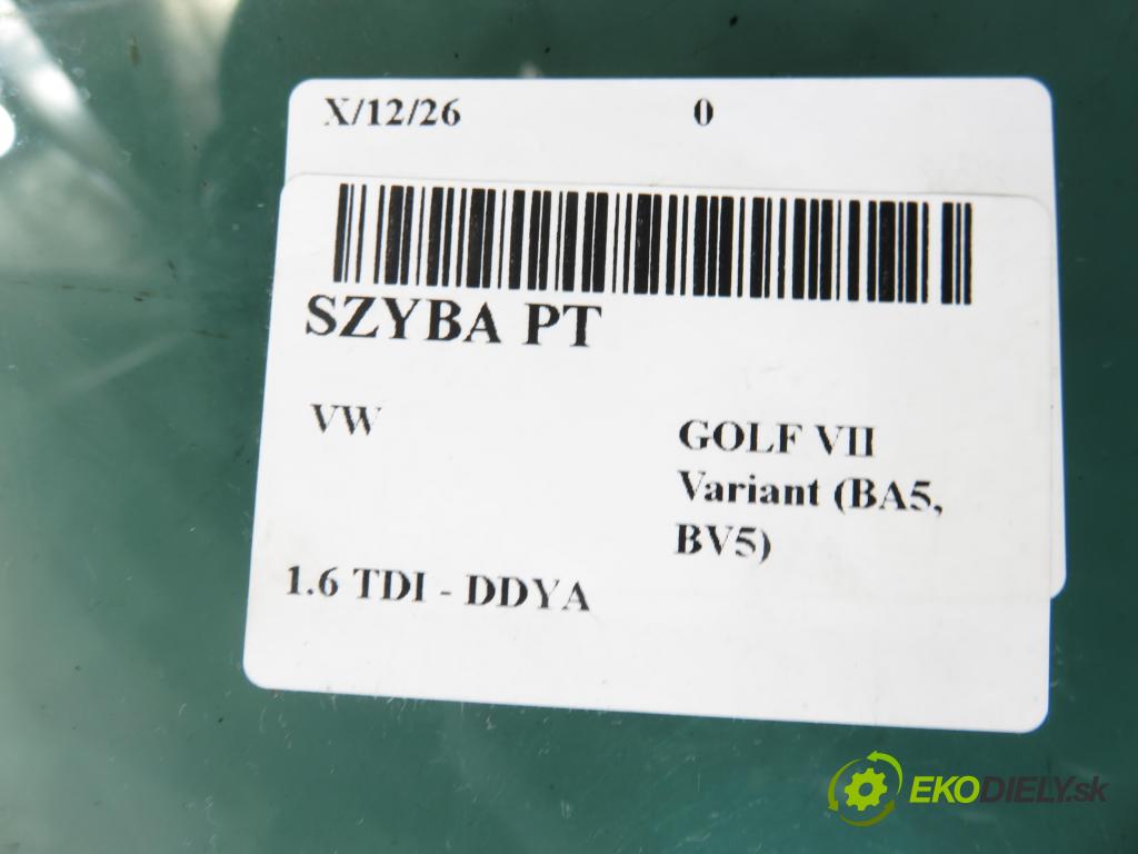 VW GOLF VII Variant (BA5, BV5) KOMBI 2019 850,00 1.6 TDI CR 115 - DGTE 1598,00 Okno pravé zadné 5G9845026A