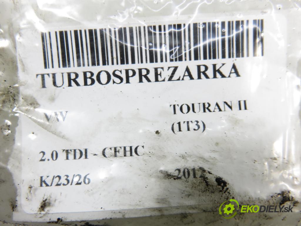 VW TOURAN (1T3) MINIVAN 2012 103,00 2.0 TDI - CFHC 1968,00 RYCHLONABÍJEČKA: 03L253056G (Kompletní turbodmychadlo)