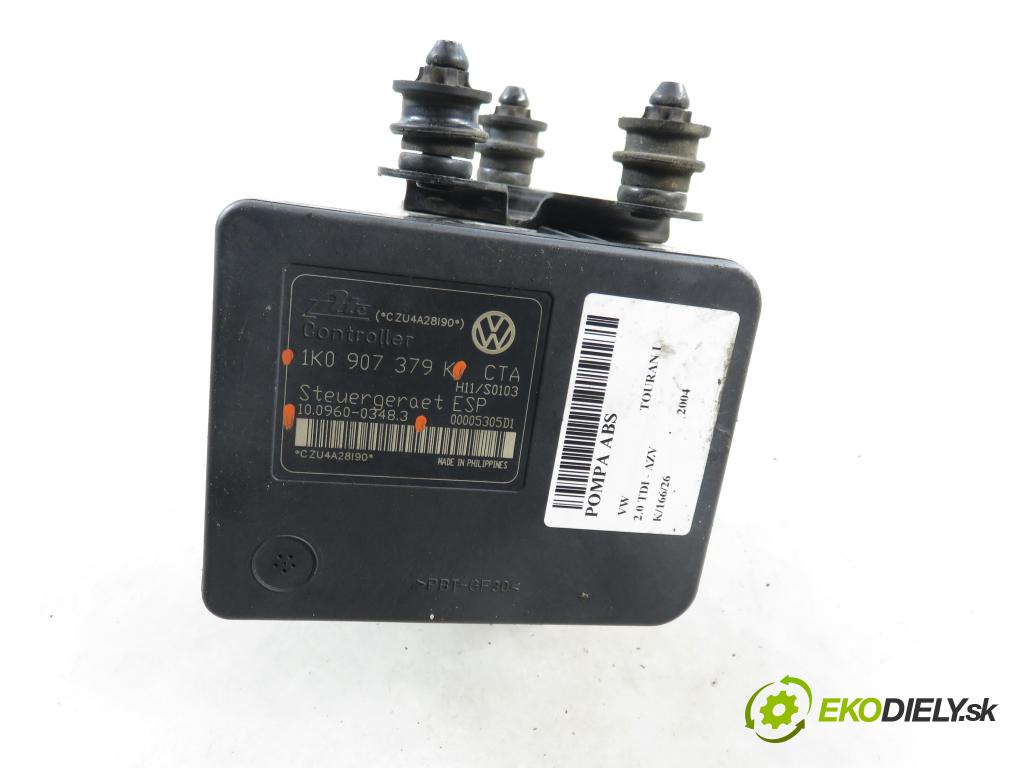 VW TOURAN (1T1, 1T2) MINIVAN 2004 100,00 2.0 TDI PD 16V 136 - AZV 1968,00 pumpa ABS 10096003483 ; 1K0907379K ; 1K0614517H (Pumpa ABS)