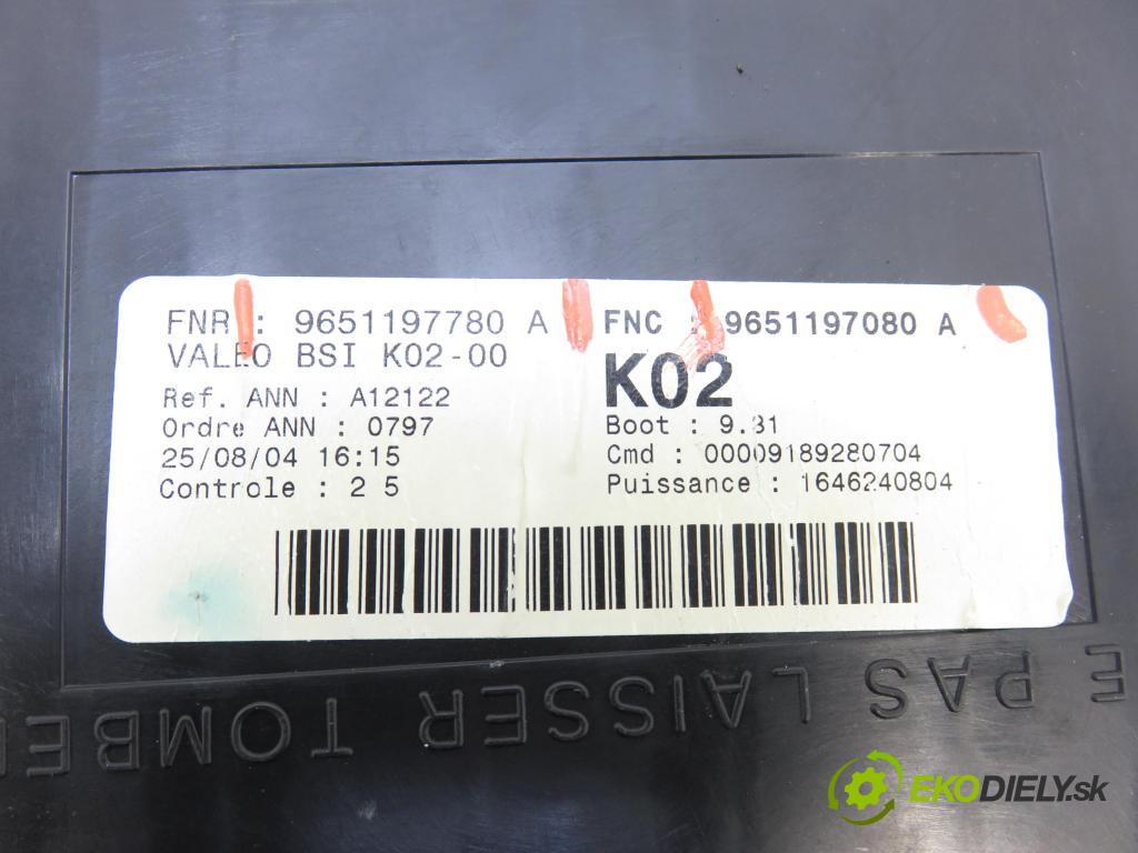 PEUGEOT 307 (3A/C) HB 2004 50,00 1.4 HDi - 8HZ (DV4TD) 1398,00 MODUL BSI 9651197780A ; 9651197080A