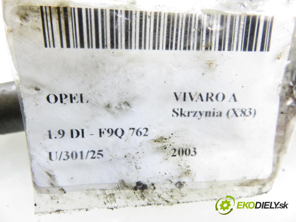 OPEL VIVARO A Skrzynia (X83) FURGON 2003 60,00 1.9 DI 80 - F9Q 762 1870,00 vstrekovač 0445110146 ; 8200238528 (Vstrekovač paliva)