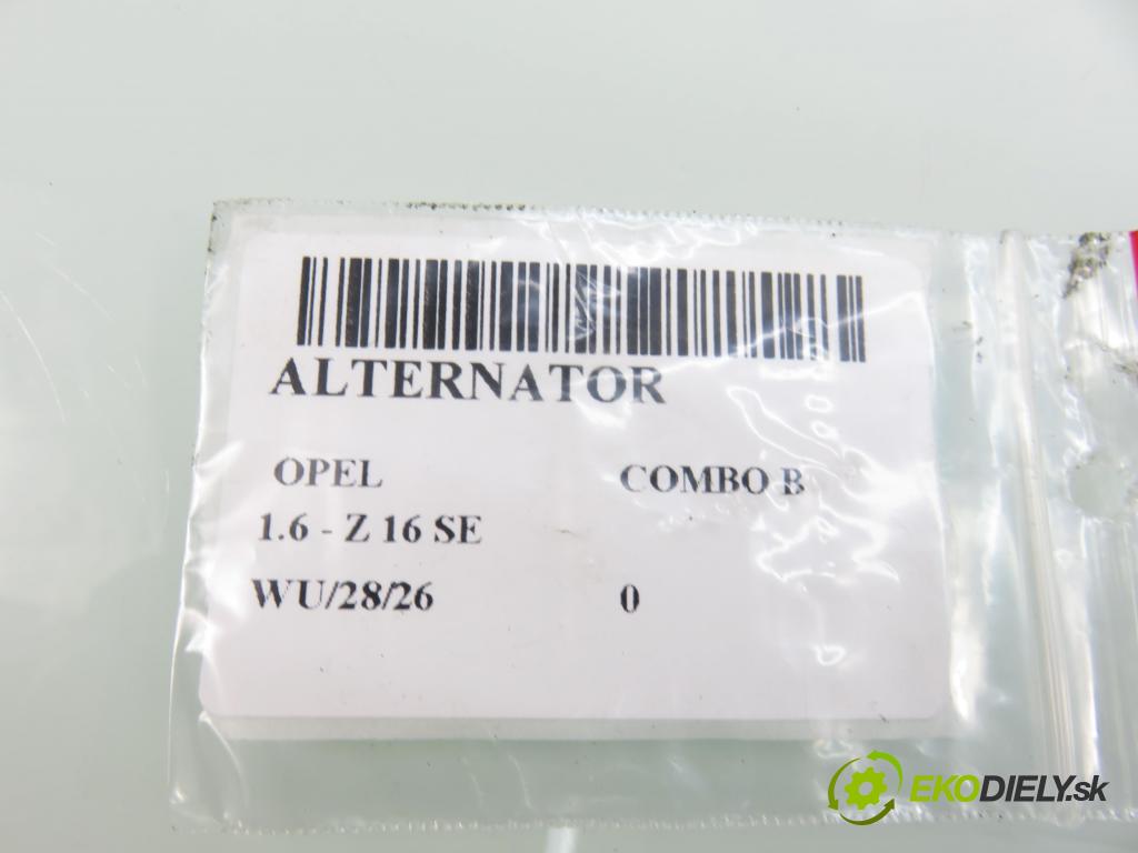 OPEL COMBO C KOMBIVAN 2003 62,00 1.6 8V 84 - Z 16 SE 1598,00 Alternátor 0124225024 (Alternátor)