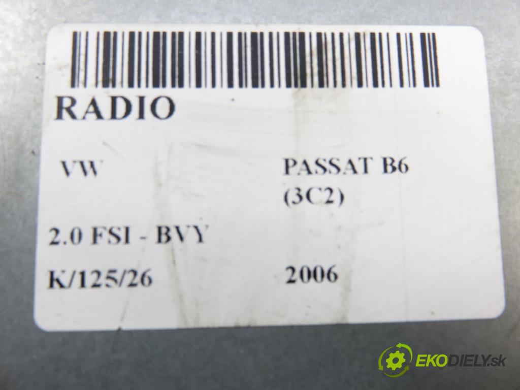 VW PASSAT B6 (3C2) SEDAN 2006 110,00 2.0 FSI - BVY 1984,00 RADIO CD 1K0035186R