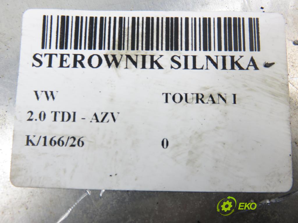 VW TOURAN (1T1, 1T2) MINIVAN 2004 100,00 2.0 TDI PD 16V 136 - AZV 1968,00 Riadiaca jednotka Motor 0281011786 ; 03G906016EH
