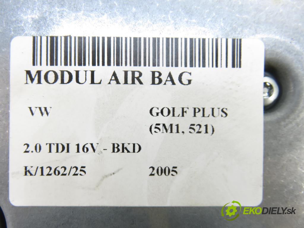 VW GOLF PLUS (5M1, 521) MINIVAN 2005 103,00 2.0 TDI 16V - BKD 1968,00 MODUL air BAG 1K0909605E