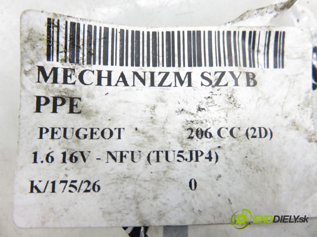 PEUGEOT 206 CC (2D) CABRIO 2002 80,00 1.6 16V - NFU 1587,00 mechanismus oken PPE 9636627580