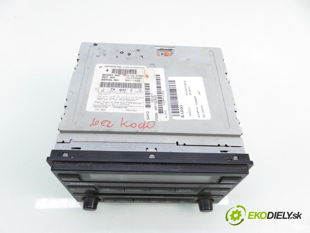 NISSAN PATHFINDER III (R51) TERENOWY 2007 198,00 4.0 4WD 269 - VQ40DE 3954,00 RADIO CD 28185ZP85A