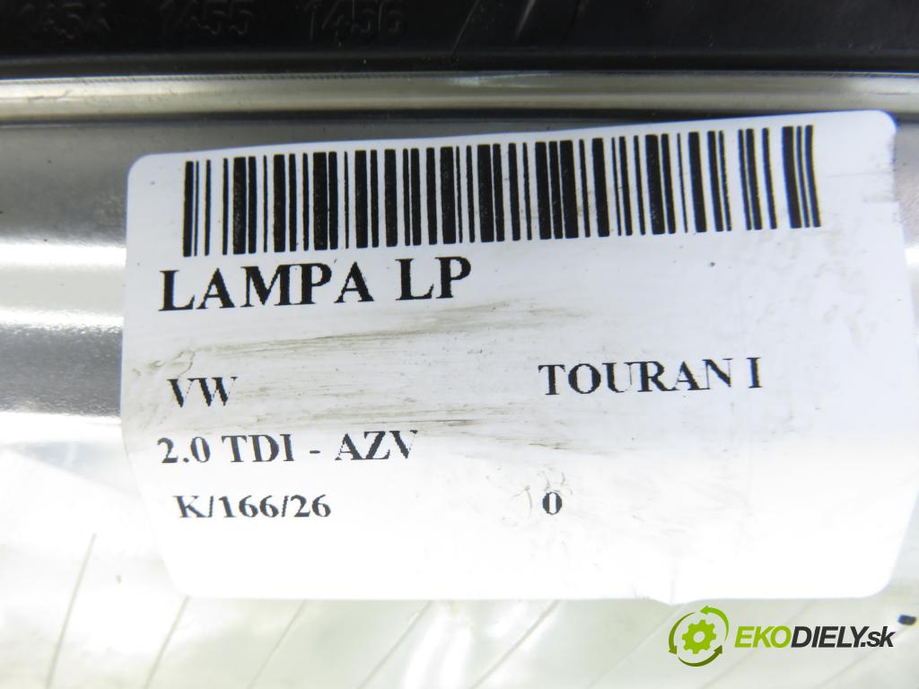 VW TOURAN (1T1, 1T2) MINIVAN 2004 100,00 2.0 TDI PD 16V 136 - AZV 1968,00 Svetlo LP 1T0941005D