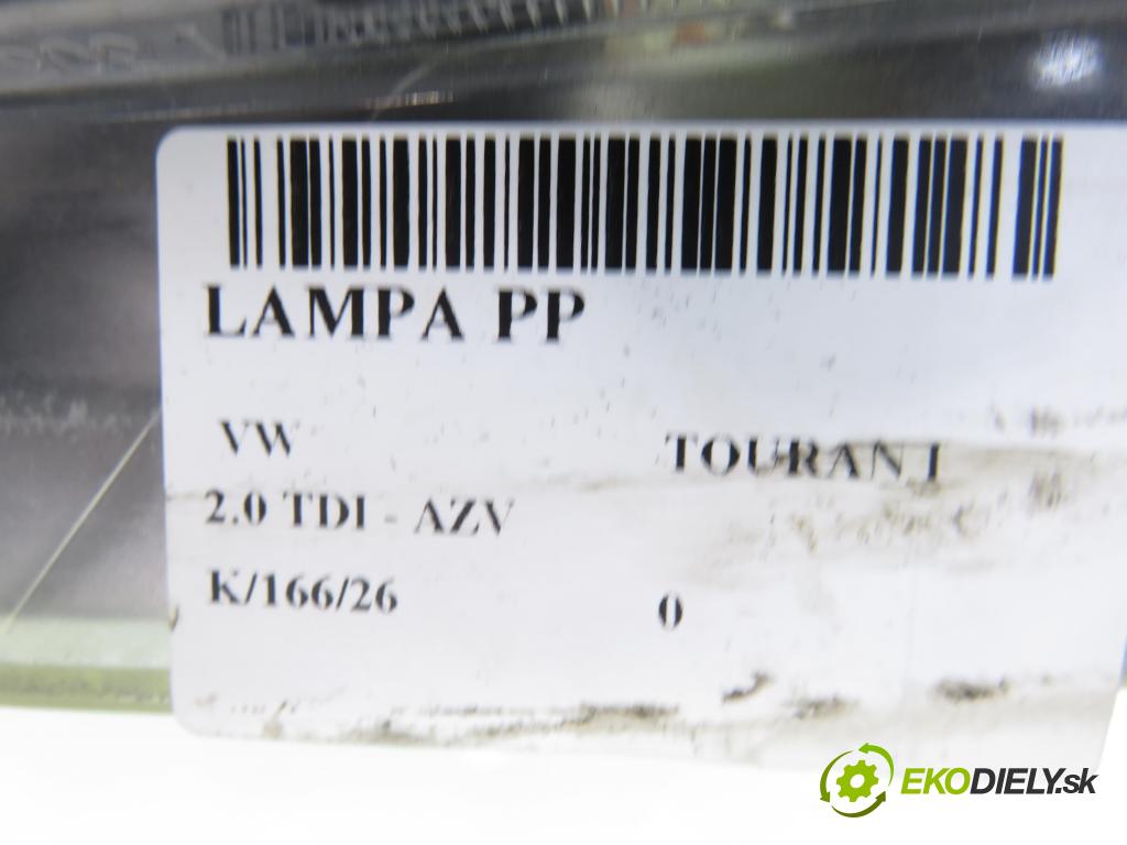 VW TOURAN (1T1, 1T2) MINIVAN 2004 100,00 2.0 TDI PD 16V 136 - AZV 1968,00 Svetlo PP 1T0941006D