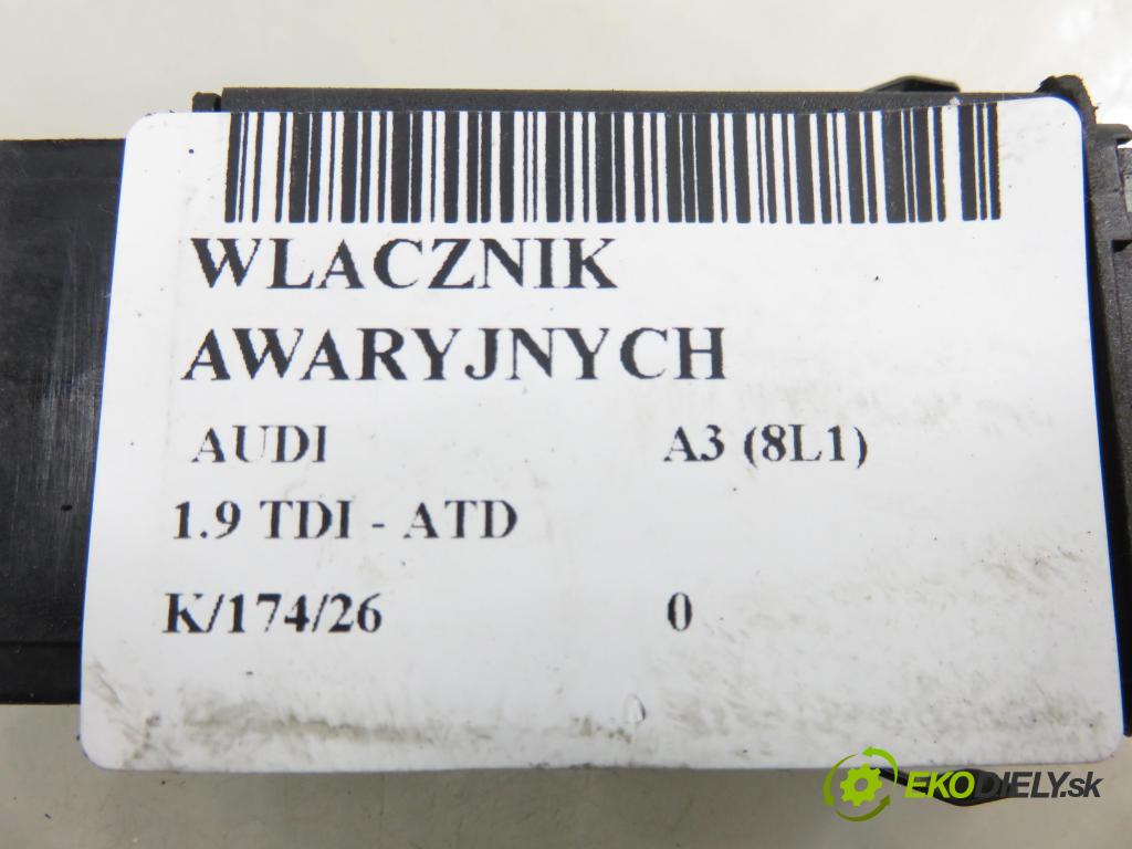 AUDI A3 (8L1) HB 2002 74,00 1.9 TDI - AXR 1896,00 prepínač výstražných (núdzových) 8L0941509P