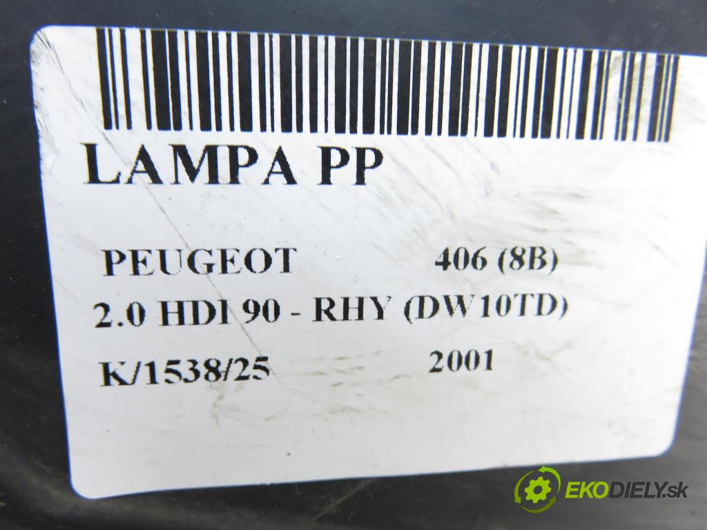 PEUGEOT 406 (8B) SEDAN 2001 66,00 2.0 HDI 90 - RHY (DW10TD) 1997,00 Svetlo PP 9630423177