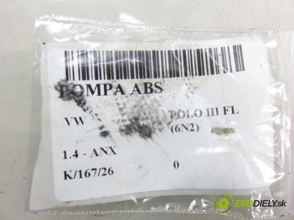 VW POLO (6N2) HB 2000 40,00 1.4 - ANX 1390,00 Pumpa ABS 6X0907379B ; 10094903483 ; 6X0614117 (Pumpa ABS)
