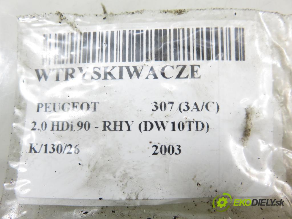 PEUGEOT 307 (3A/C) HB 2003 66,00 2.0 HDi 90 - RHY (DW10TD) 1997,00 vstrekovač 9636819380 (Vstrekovač paliva)