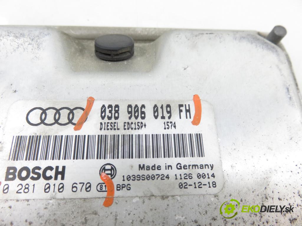 AUDI A3 (8L1) HB 2002 74,00 1.9 TDI - AXR 1896,00 řídící jednotka motora 038906019FH ; 0281010670