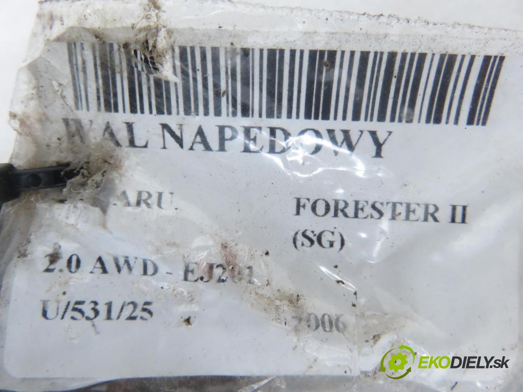 SUBARU FORESTER (SG_) KOMBI 2006 92,00 2.0 AWD 125 - EJ201 1994,00 hriadeľ JAZDA:
