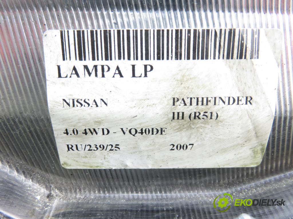 NISSAN PATHFINDER III (R51) TERENOWY 2007 198,00 4.0 4WD 269 - VQ40DE 3954,00 Svetlo LP