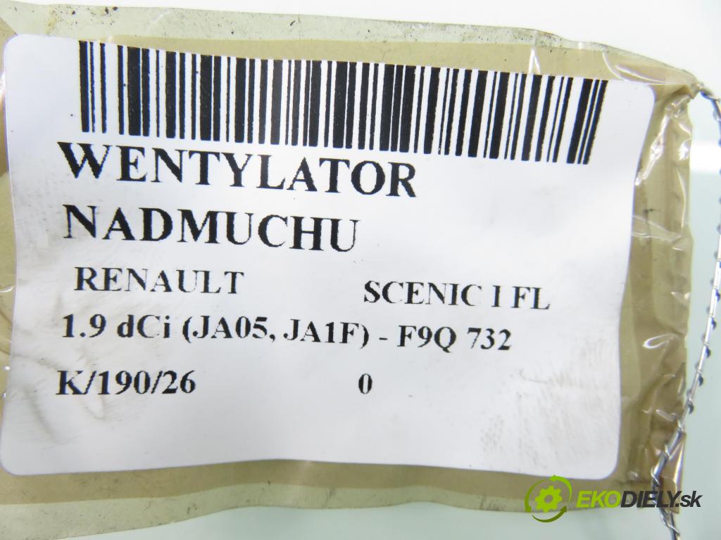 RENAULT SCENIC I (JA0/1_) MINIVAN 2001 75,00 1.9 dCi 102 - F9Q 732 1870,00 Ventilátor vetráku 657323K