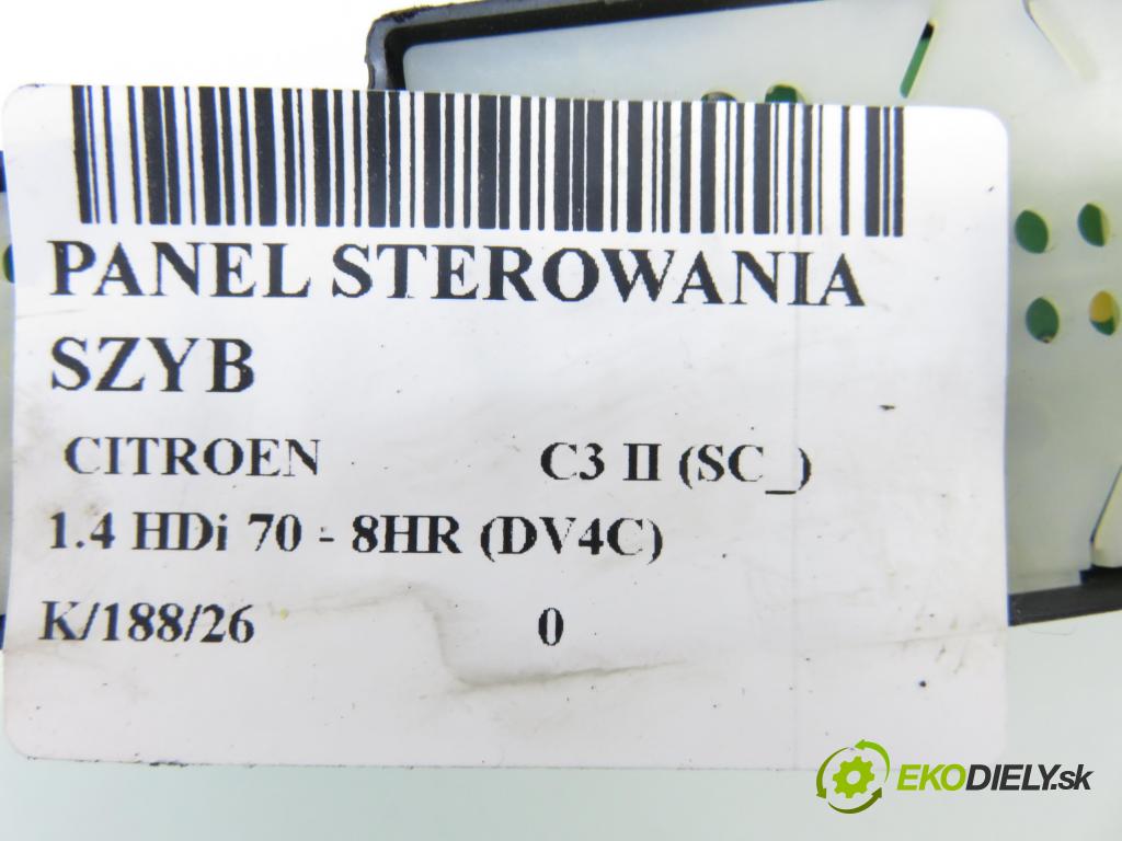 CITROEN C3 II (SC_) HB 2014 50,00 1.4 HDi 70 - 8HR (DV4C) 1398,00 Panel ovládaní oken 98012275XT