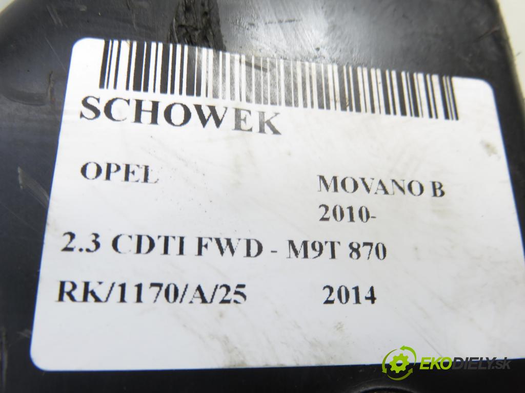 OPEL MOVANO B Platforma / podwozie (X62) FURGON 2014 81,00 2.3 CDTI FWD - M9T 870 2299,00 přihrádka kastlík