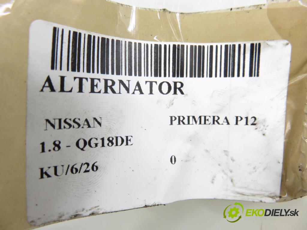 NISSAN PRIMERA (P12) LIFTBACK 2004 85,00 1.8 - QG18DE 1769,00 Alternátor 23100BU010 (Alternátor)