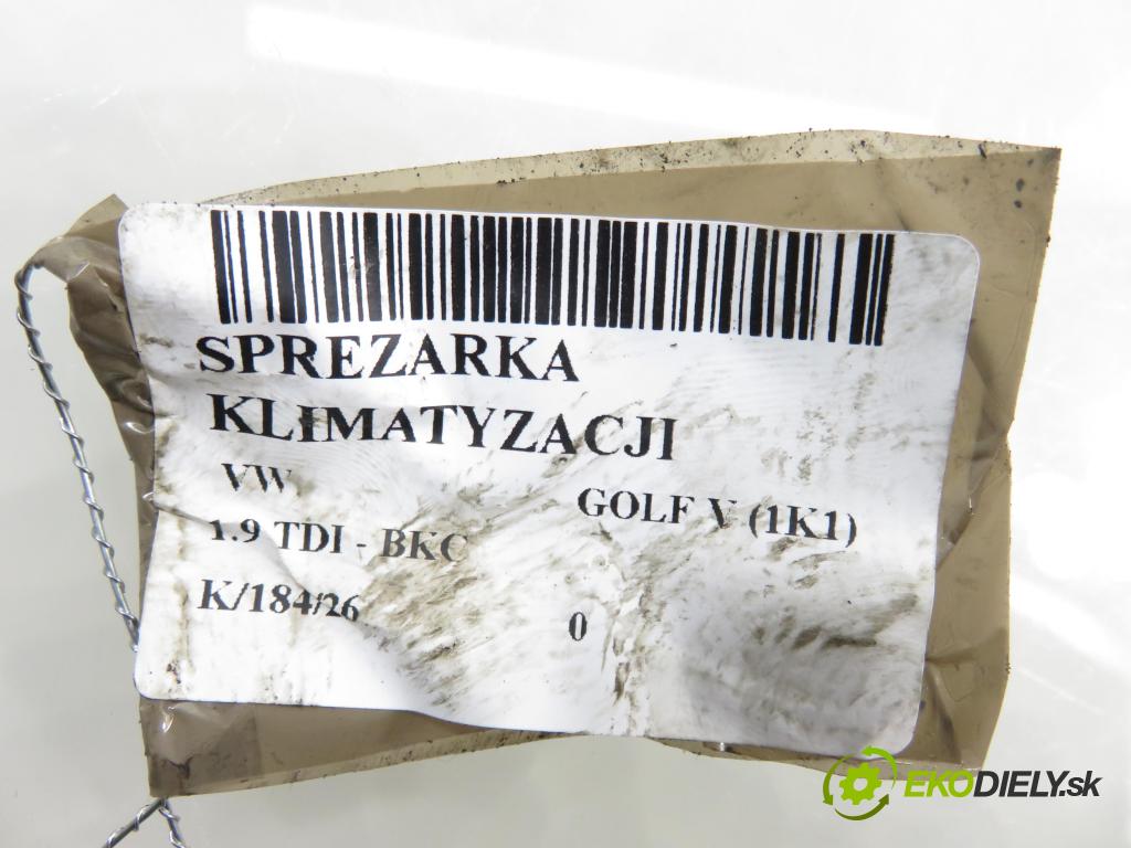 VW GOLF V (1K1) HB 2004 77,00 1.9 TDI PD 105 - BKC 1896,00 KOMPRESOR: klimatizace 1K0820803G (Kompresor klimatizace)