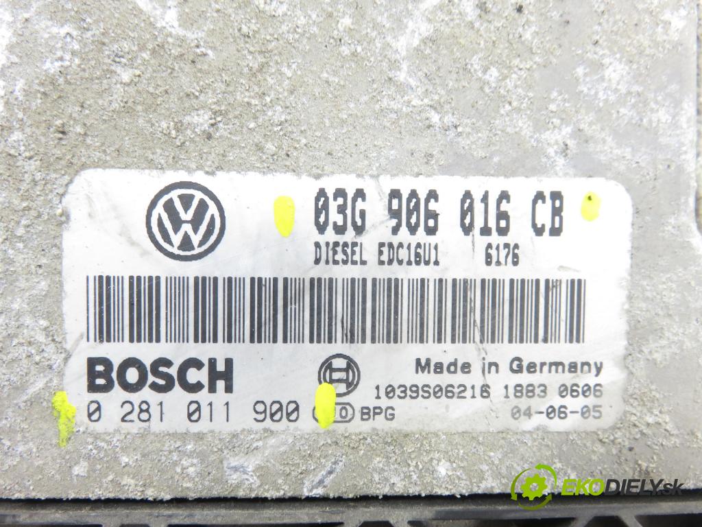 VW GOLF V (1K1) HB 2004 77,00 1.9 TDI PD 105 - BKC 1896,00 Riadiaca jednotka Motor 03G906016CB ; 0281011900