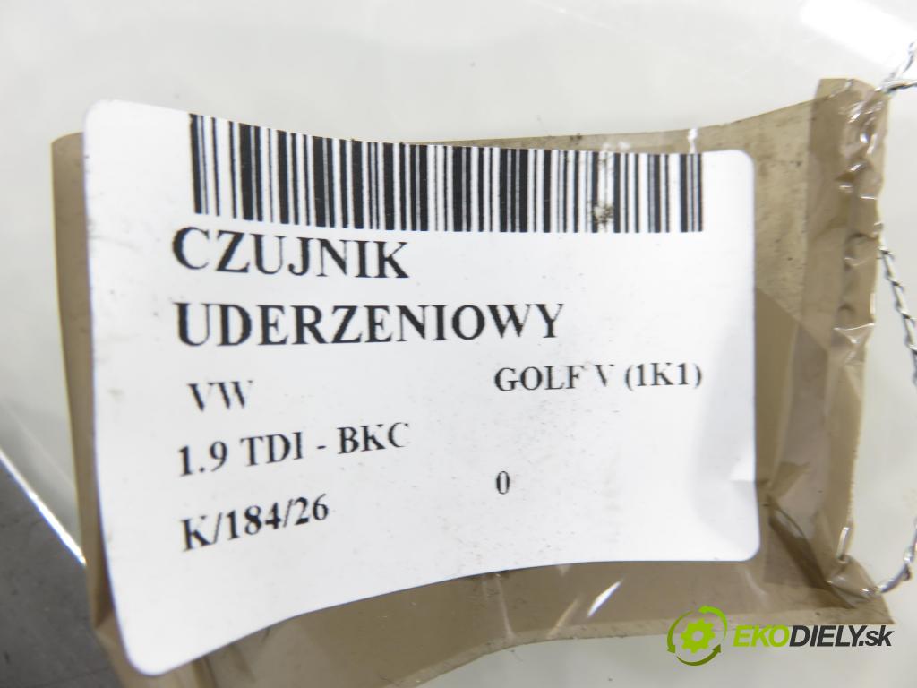VW GOLF V (1K1) HB 2004 77,00 1.9 TDI PD 105 - BKC 1896,00 Snímač nárazu 5WK43273 ; 1K0909606 (Snímač nárazu)