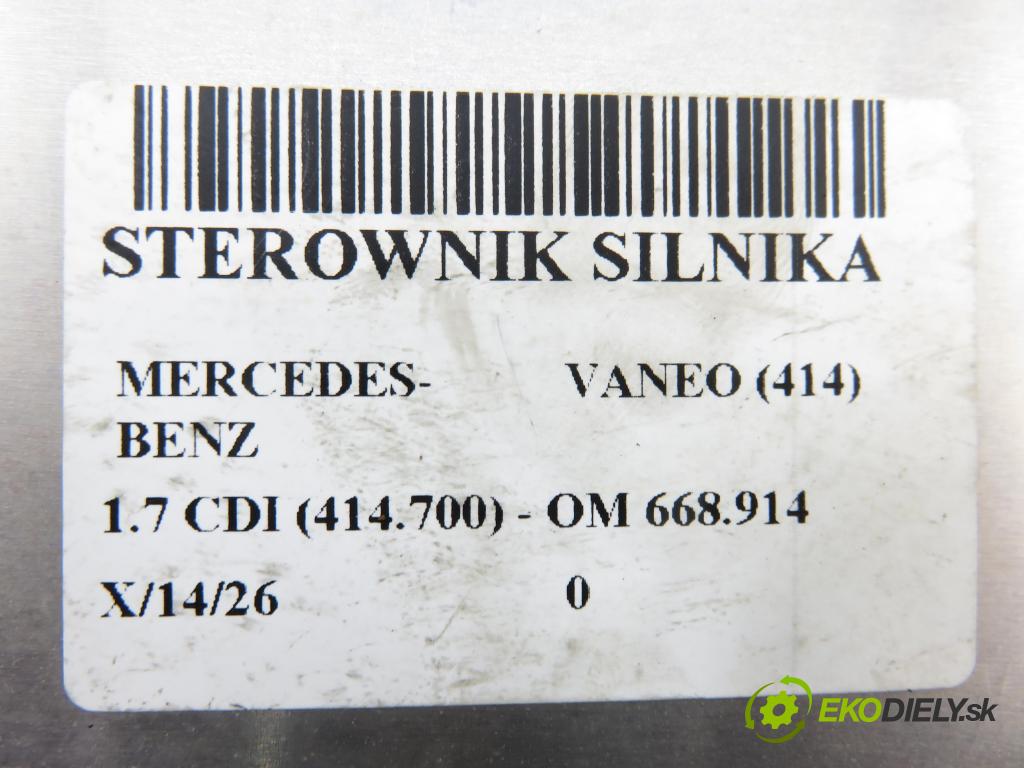 MERCEDES-BENZ VANEO (414) MINIVAN 2002 67,00 1.7 CDI (414.700) - OM 668.914 1689,00 řídící jednotka motora A6681530679 ; 0281011149