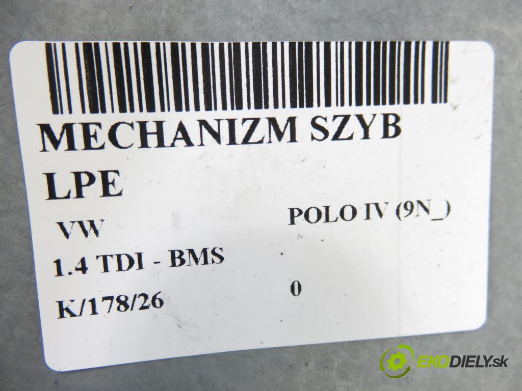 VW POLO (9N_) HB 2008 51,00 1.4 TDI - BNM 1422,00 Mechanizmus okien 6Q2959802F