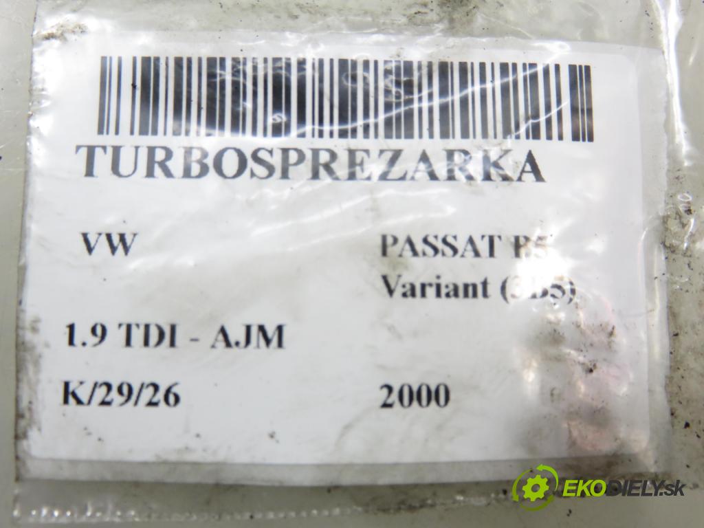VW PASSAT B5 Variant (3B5) KOMBI 2000 85,00 1.9 TDI - AJM 1896,00 Turbodúchadlo 028145702H (Turbodúchadlo (kompletné))