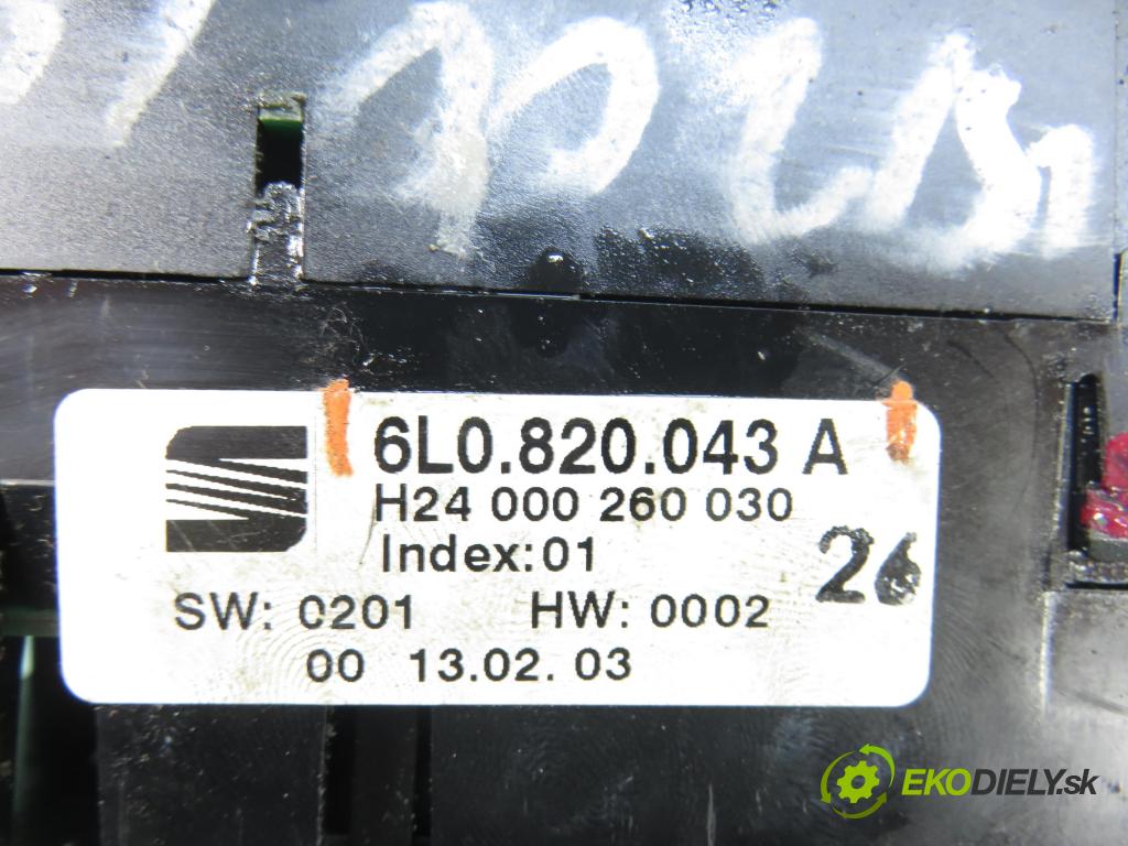 SEAT IBIZA III (6L1) HB 2003 74,00 1.4 16V - BBZ 1390,00 Panel kúrenia KLIMATRONIK 6L0820043A