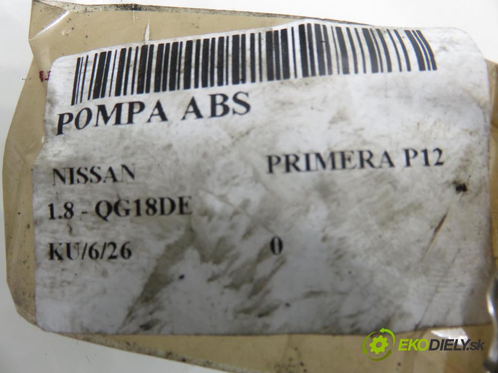 NISSAN PRIMERA (P12) LIFTBACK 2004 85,00 1.8 - QG18DE 1769,00 Pumpa ABS 0265202524 ; 47600AV700 (Pumpa ABS)