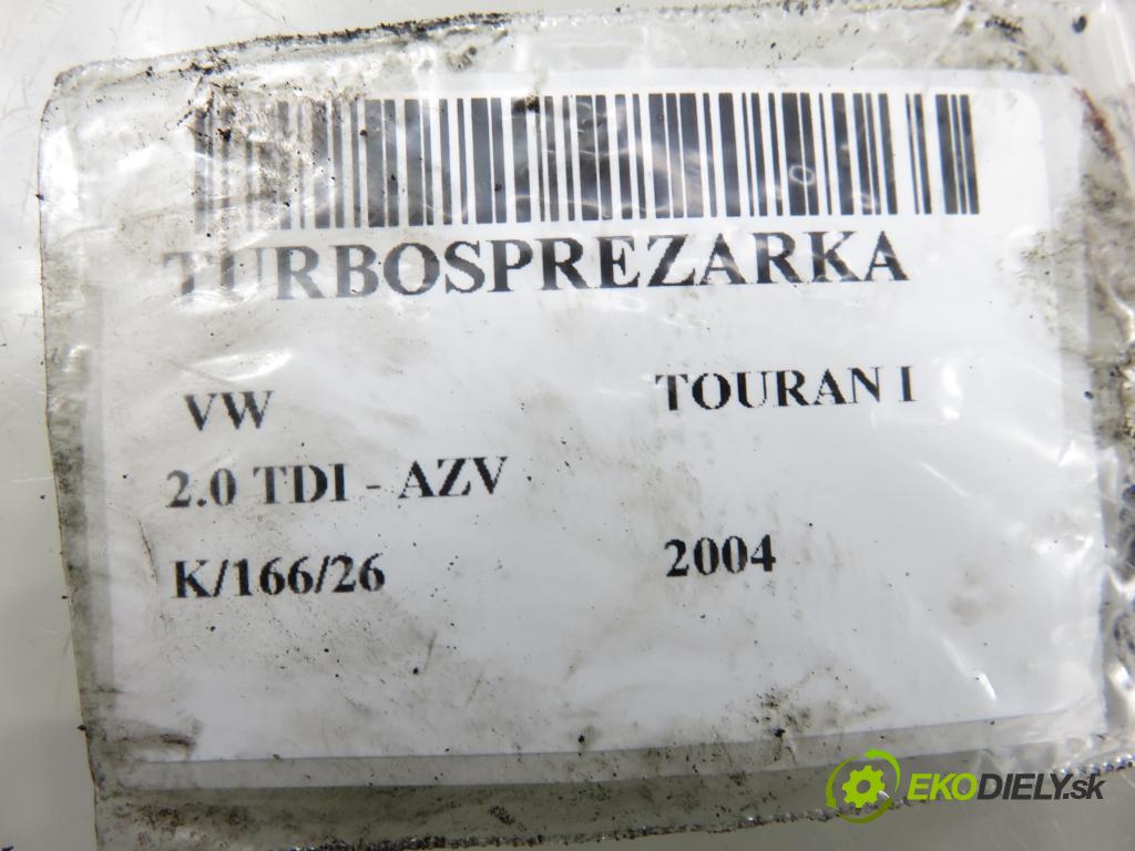 VW TOURAN (1T1, 1T2) MINIVAN 2004 100,00 2.0 TDI PD 16V 136 - AZV 1968,00 Turbodúchadlo 03G253019A (Turbodúchadlo (kompletné))