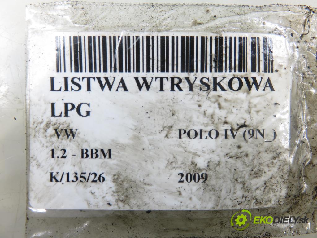VW POLO (9N_) HB 2009 44,00 1.2 6V 60 - BBM 1198,00 Lišta vstrekovacia LPG 67R017261 ; P001837445