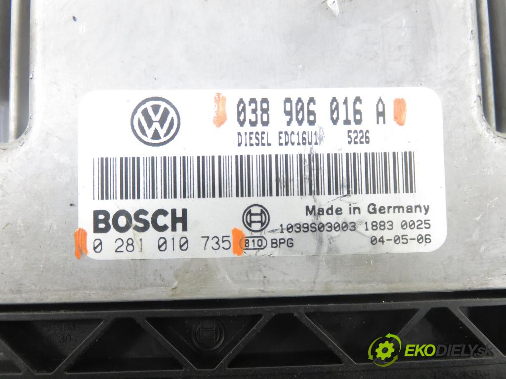 VW TRANSPORTER V Skrzynia (7HA, 7HH, 7EA, 7EH) FURGON 2004 77,00 1.9 TDI PD 105 - AXB 1896,00 Riadiaca jednotka Motor 038906016A ; 0281010735