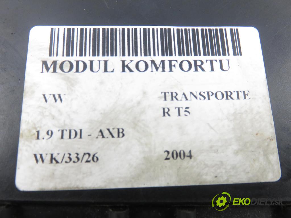 VW TRANSPORTER V Skrzynia (7HA, 7HH, 7EA, 7EH) FURGON 2004 77,00 1.9 TDI PD 105 - AXB 1896,00 MODUL komfortu 7H0959433B