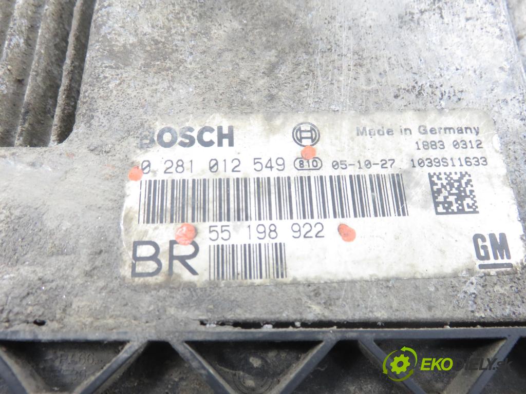 OPEL ASTRA H Kombi (A04) KOMBI 2006 88,00 1.9 CDTI - Z 19 DT 1910,00 řídící jednotka motora 55198922 ; 0281012549