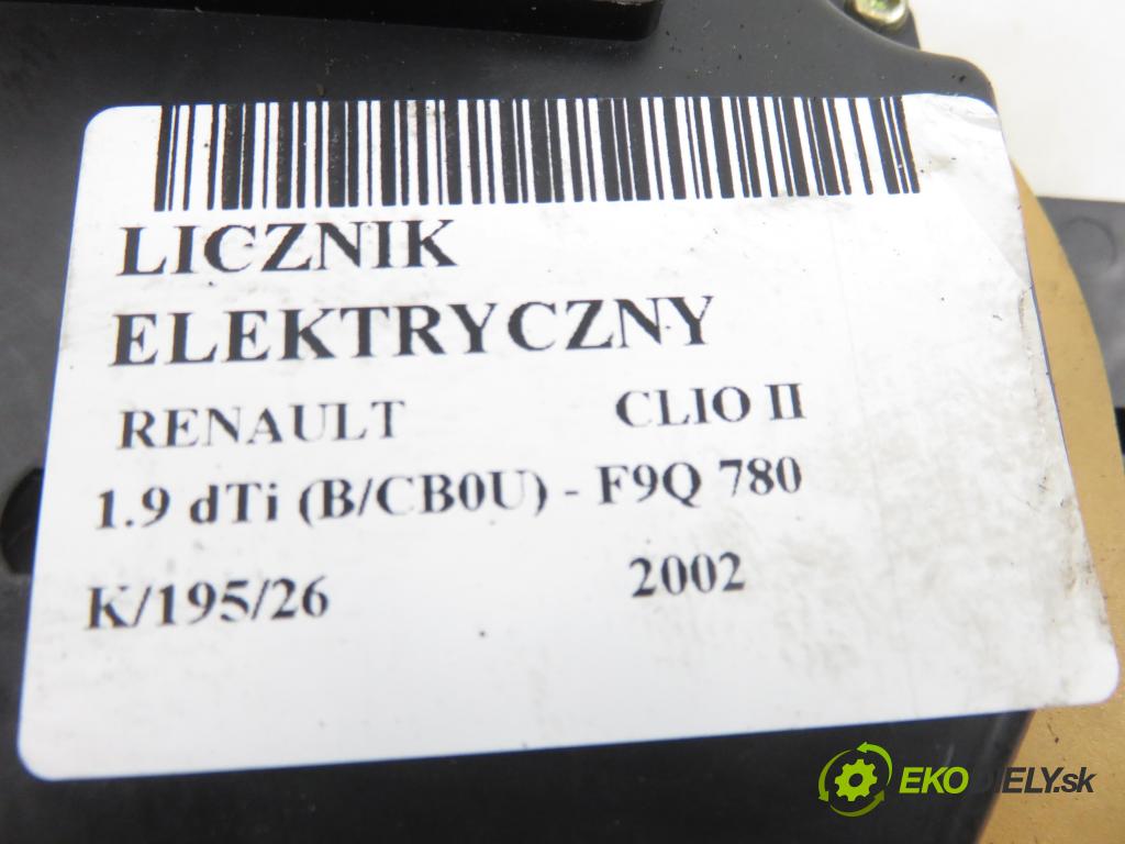 RENAULT CLIO II (BB_, CB_) HB 2002 59,00 1.9 dTi (B/CB0U) - F9Q 780 1870,00 Prístrojovka elektrický P7700436472
