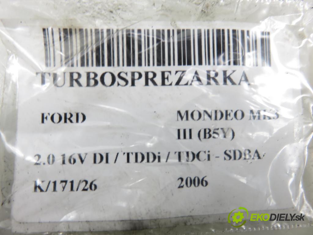 FORD MONDEO III (B5Y) LIFTBACK 2006 66,00 2.0 16V DI / TDDi / TDCi - SDBA 1998,00 Turbodúchadlo 4S7Q6K682EL (Turbodúchadlo (kompletné))