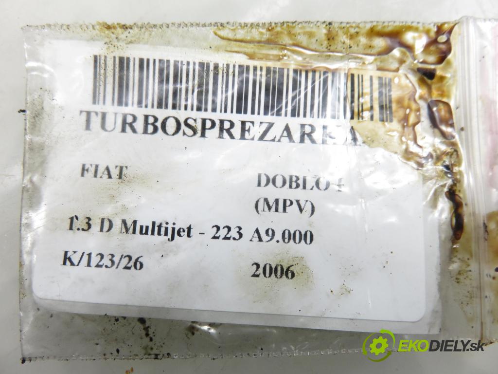 FIAT DOBLO nadwozie wielkoprzestrzenne (MPV) (119_, 223_) KOMBIVAN 2006 62,00 1.3 D Multijet - 223 A9.000 1248,00 RYCHLONABÍJEČKA: 55198317 ; 54359700014 (Kompletní turbodmychadlo)