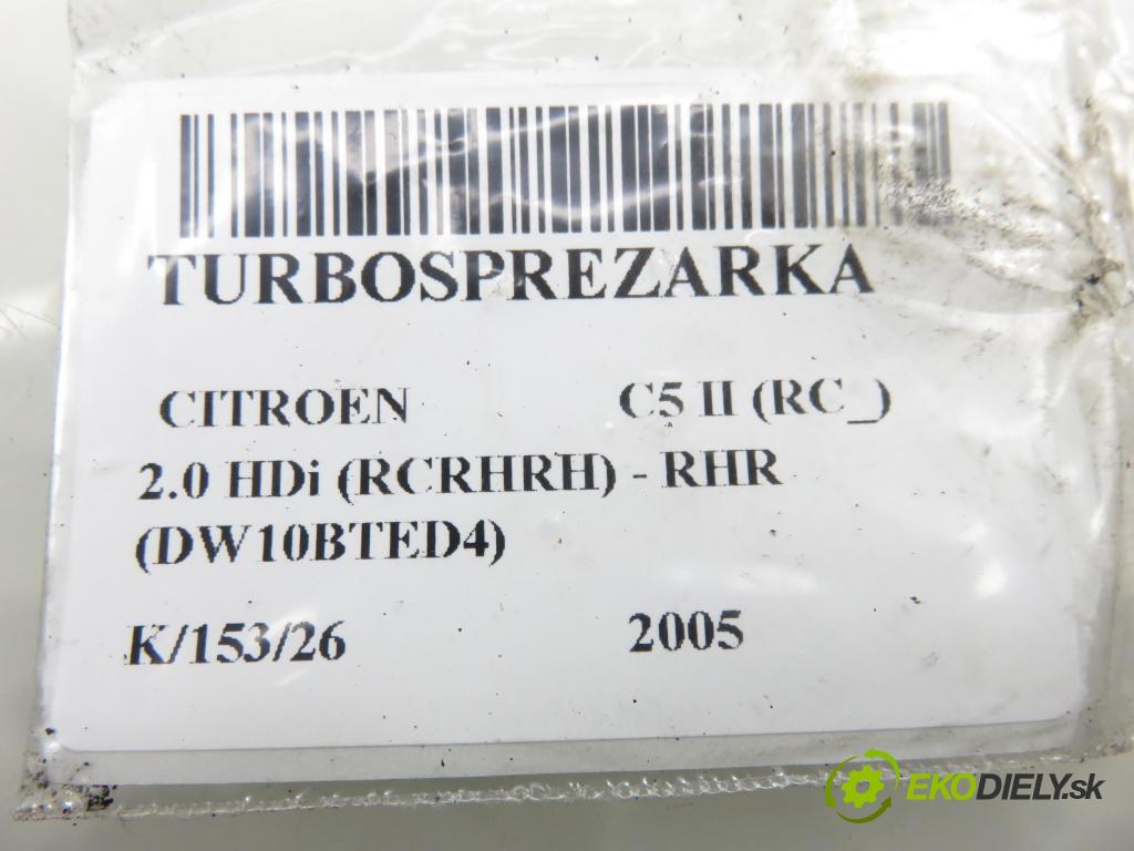 CITROEN C5 II (RC_) SEDAN 2005 100,00 2.0 HDi 136 - RHR (DW10BTED4) 1997,00 Turbodúchadlo 9654919580 (Turbodúchadlo (kompletné))