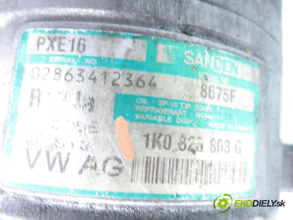 VW GOLF V (1K1) HB 2005 77,00 1.9 TDI - BXE 1896,00 KOMPRESOR: klimatizace 1K0820803G (Kompresor klimatizace)