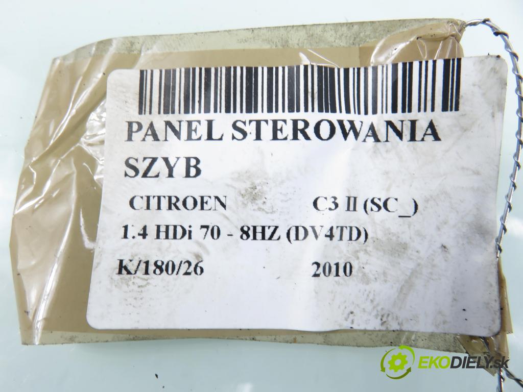 CITROEN C3 II (SC_) HB 2010 50,00 1.4 HDi 8V 70 - 8HZ (DV4TD) 1398,00 Panel ovládania okien 96652236XT