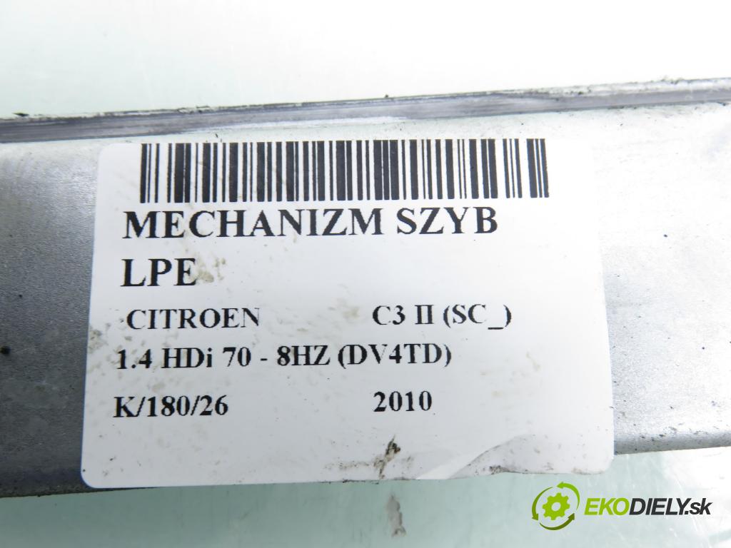 CITROEN C3 II (SC_) HB 2010 50,00 1.4 HDi 8V 70 - 8HZ (DV4TD) 1398,00 mechanismus oken 9683129680 ; 402217D