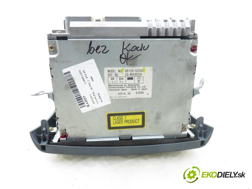 TOYOTA YARIS (_P1_) HB 2000 63,00 1.3 VVTi 86 - 2NZ-FE 1299,00 RADIO CD 8612052030