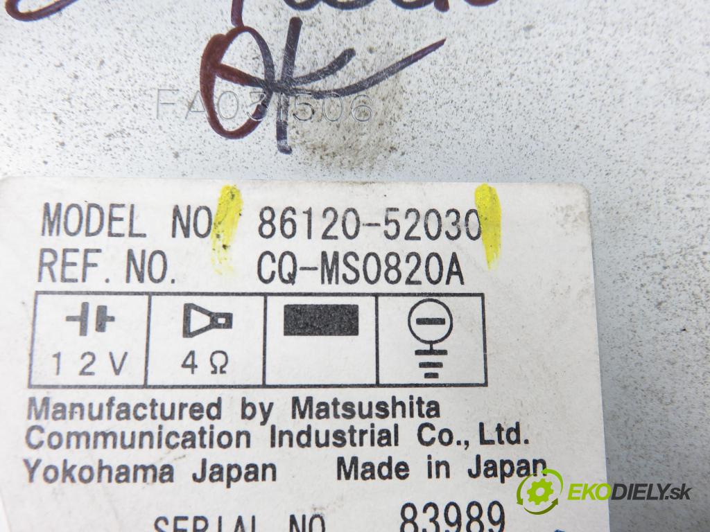 TOYOTA YARIS (_P1_) HB 2000 63,00 1.3 VVTi 86 - 2NZ-FE 1299,00 RADIO CD 8612052030